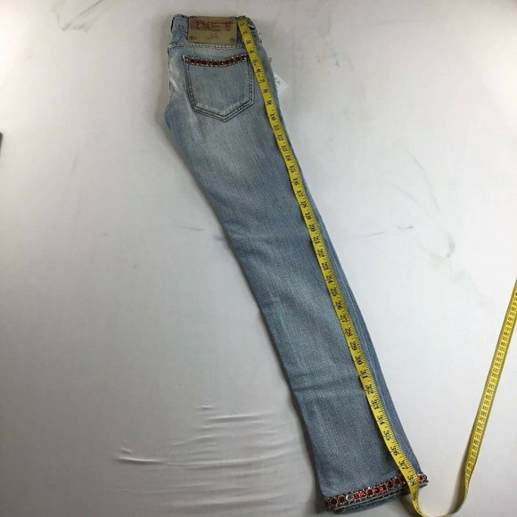 MET In Jeans Women's Skinny Fit Rhinestone Pockets Blue Jeans Casual Size 24 - Picture 7 of 12